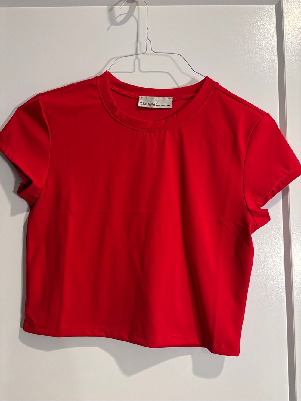 Zenana Women’s Cropped Short Sleeve Shirt Large